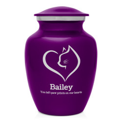 Loving Cat Cremation Urn - Purple Luster