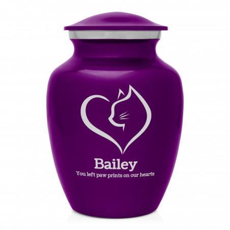 Loving Cat Cremation Urn - Purple Luster