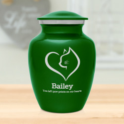 Loving Cat Cremation Urn - Shamrock Green