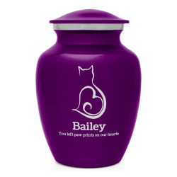 Cat Silhouette Cremation Urn - Purple Luster