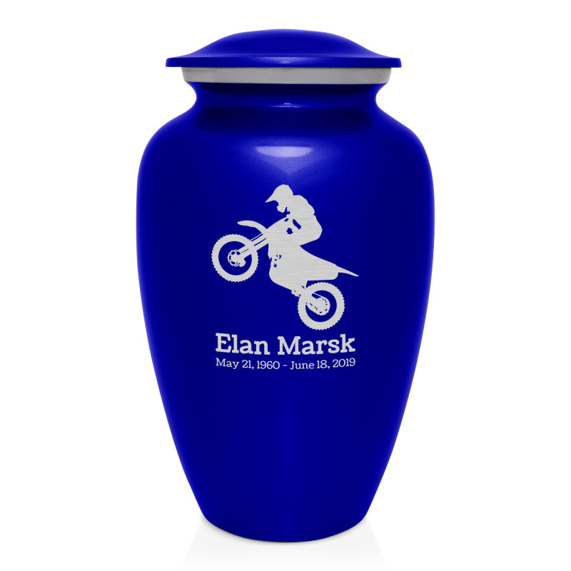 Dirt Bike Cremation Urn - Midnight Blue