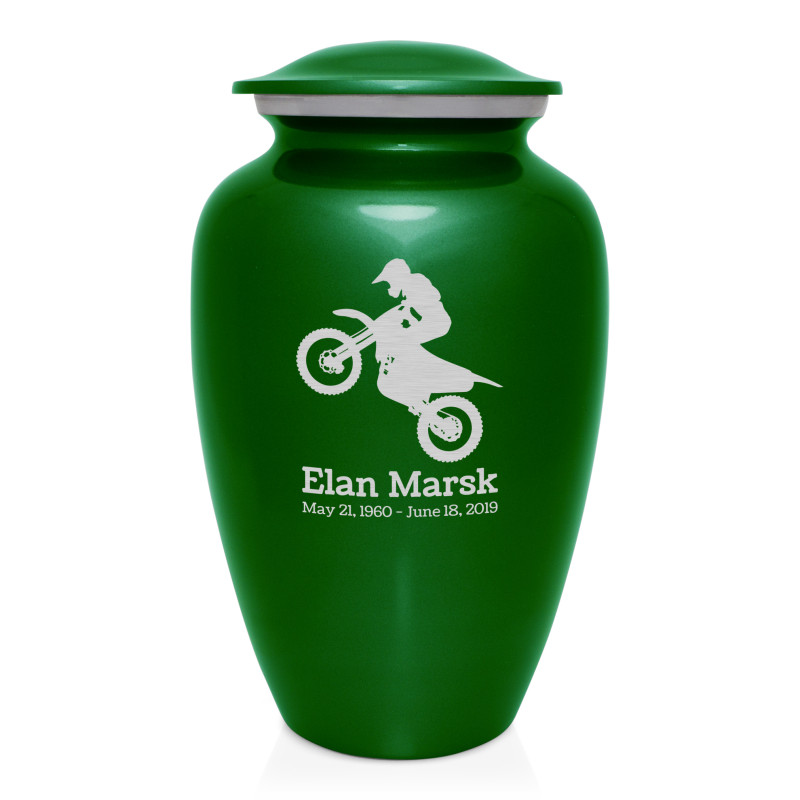 Dirt Bike Cremation Urn - Shamrock Green