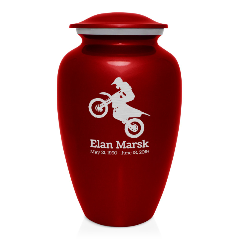 Dirt Bike Cremation Urn - Ruby Red