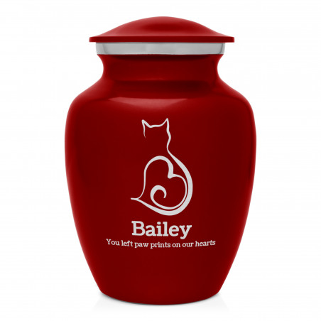Cat Silhouette Cremation Urn - Ruby Red