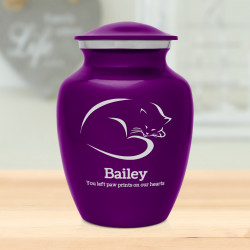Sleeping Cat Cremation Urn - Purple Luster