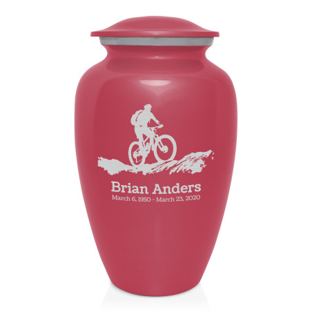 Mountain Bike Cremation Urn - Rose Pink