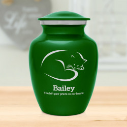 Sleeping Cat Cremation Urn - Shamrock Green