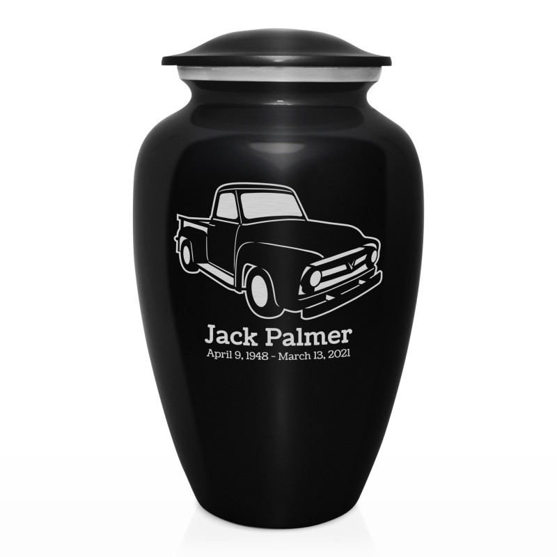 Classic Stepside Truck Cremation Urn - Jet Black