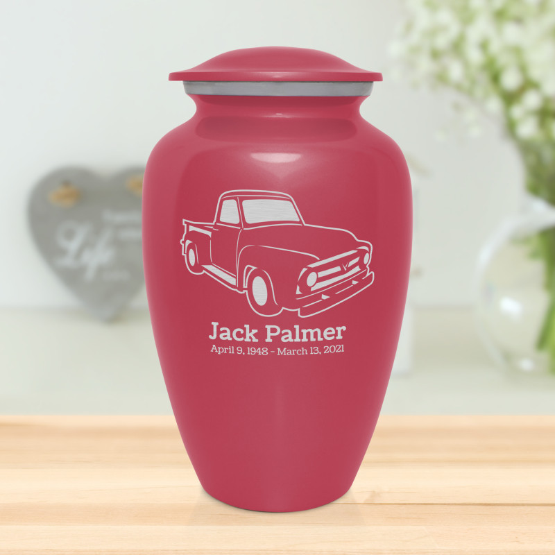 Classic Stepside Truck Cremation Urn - Rose Pink