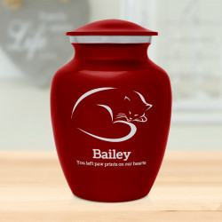 Sleeping Cat Cremation Urn - Ruby Red