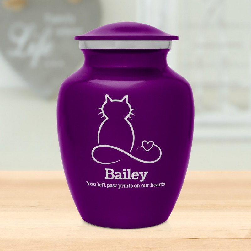 Infinite Love Cat Cremation Urn - Purple Luster