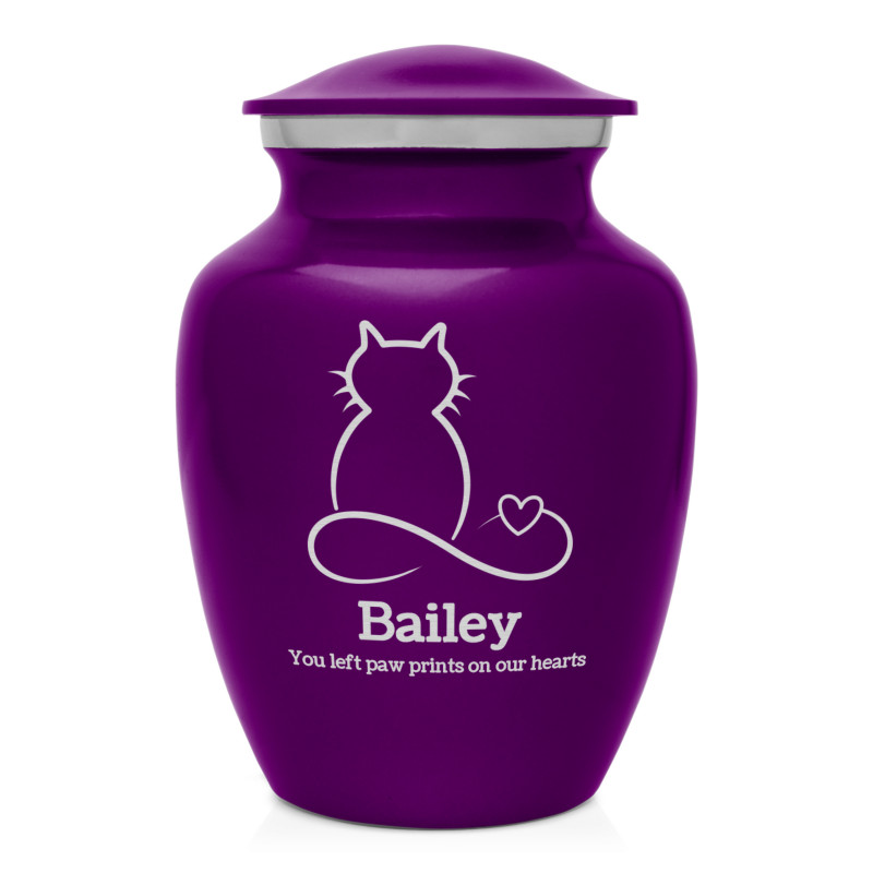 Infinite Love Cat Cremation Urn - Purple Luster