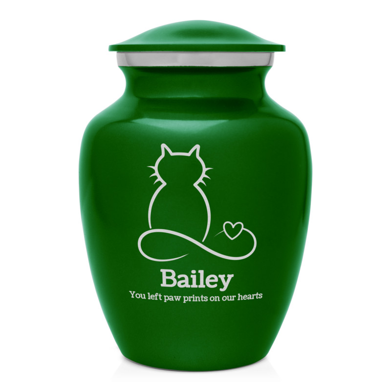Infinite Love Cat Cremation Urn - Shamrock Green