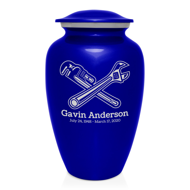 Plumber Cremation Urn - Midnight Blue