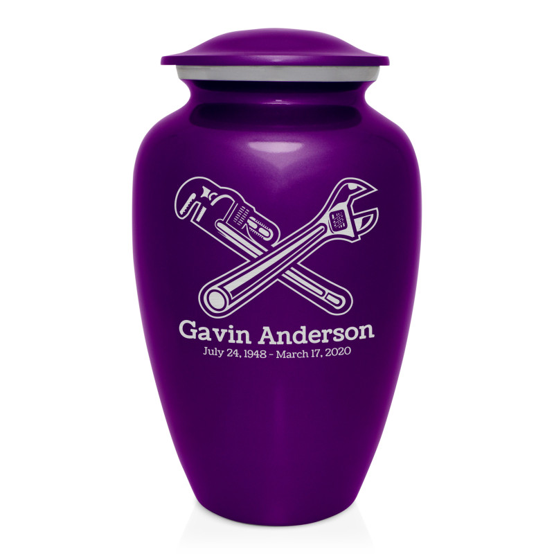 Plumber Cremation Urn - Purple Luster