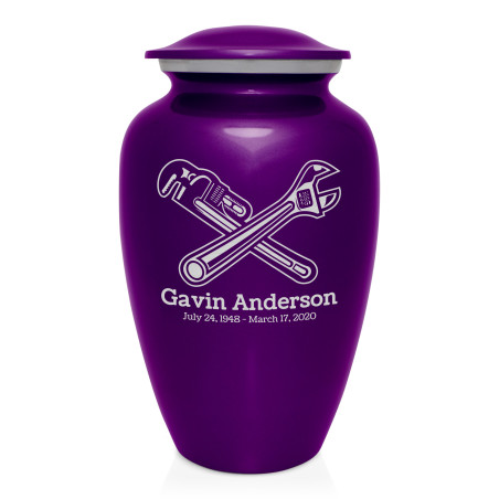 Plumber Cremation Urn - Purple Luster