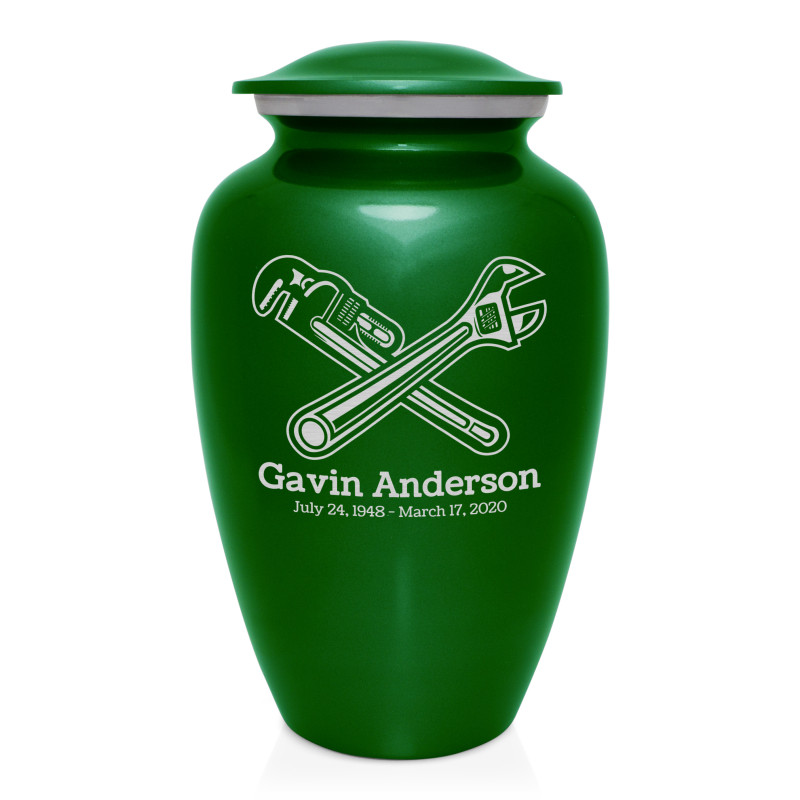 Plumber Cremation Urn - Shamrock Green
