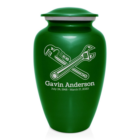 Plumber Cremation Urn - Shamrock Green