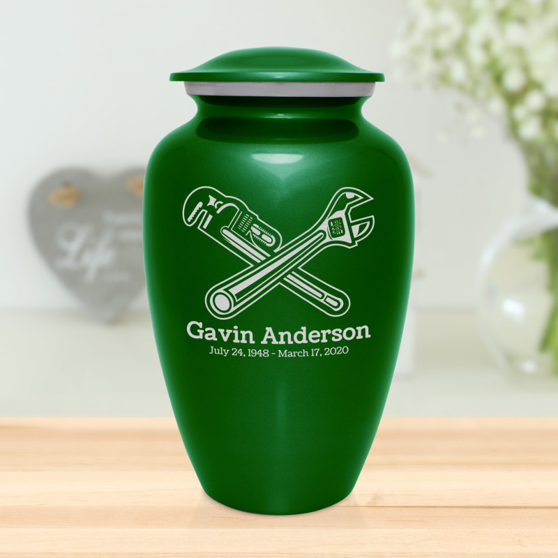 Plumber Cremation Urn - Shamrock Green