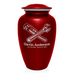 Plumber Cremation Urn - Ruby Red