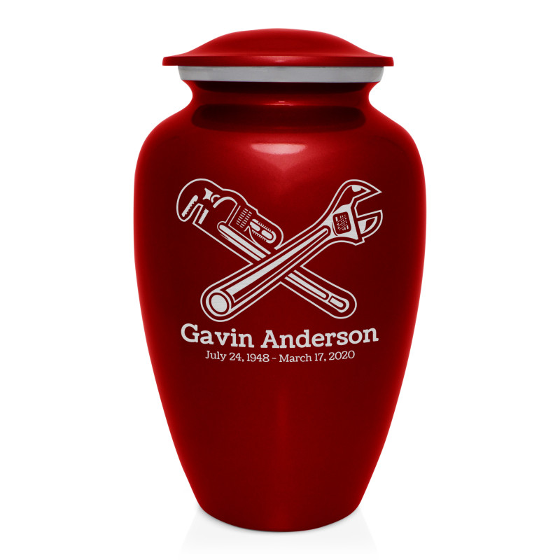Plumber Cremation Urn - Ruby Red