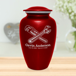 Plumber Cremation Urn - Ruby Red