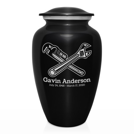 Plumber Cremation Urn - Jet Black