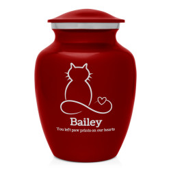 Infinite Love Cat Cremation Urn - Ruby Red
