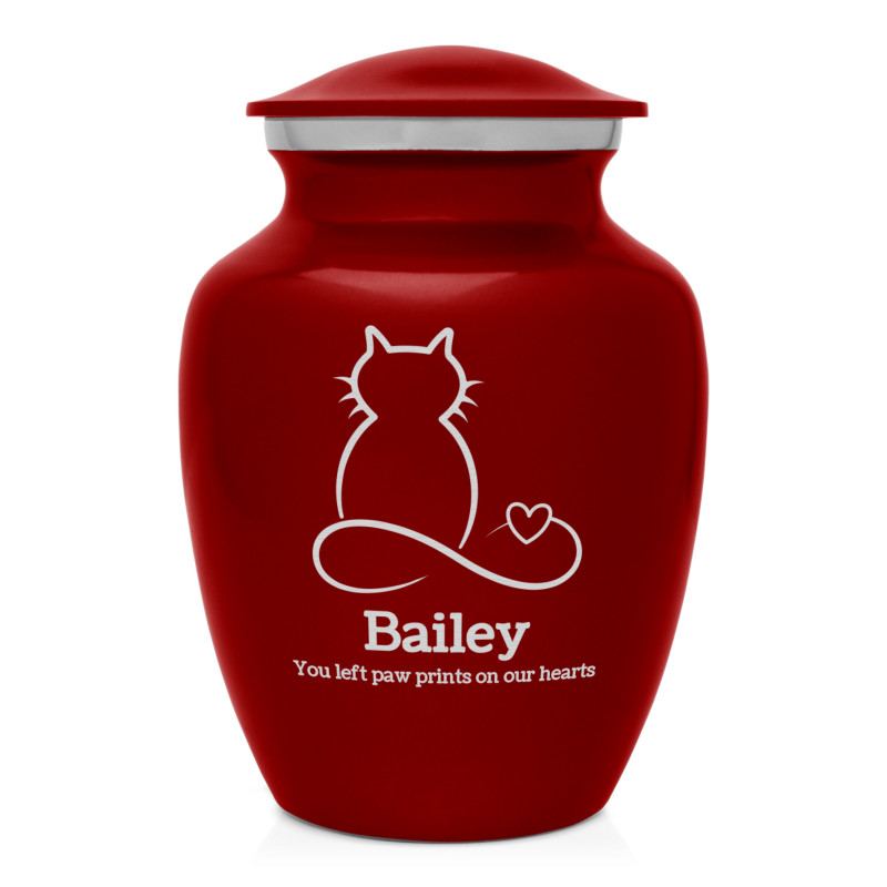 Infinite Love Cat Cremation Urn - Ruby Red
