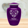Large Pawprint Heart Pet Cremation Urn - Purple Luster