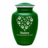 Large Pawprint Heart Pet Cremation Urn - Shamrock Green