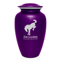 Bronco Cremation Urn - Purple Luster