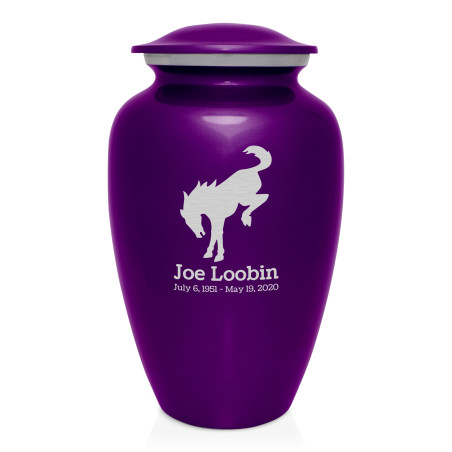 Bronco Cremation Urn - Purple Luster