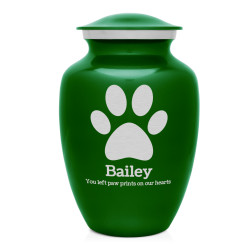Large Pawprint Pet Cremation Urn - Shamrock Green