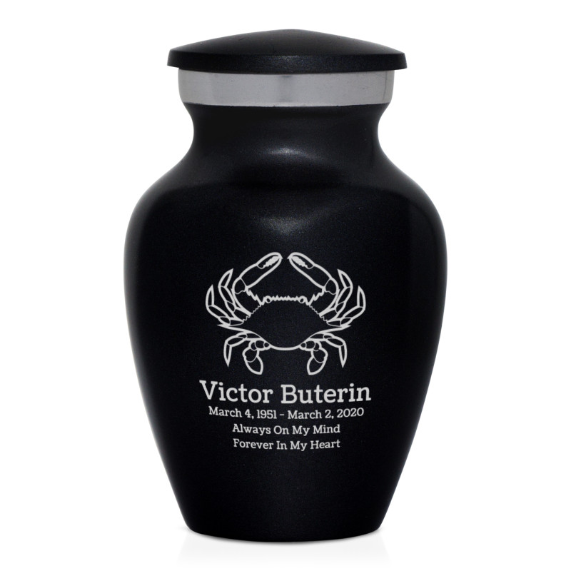 Crab Keepsake Urn - Jet Black