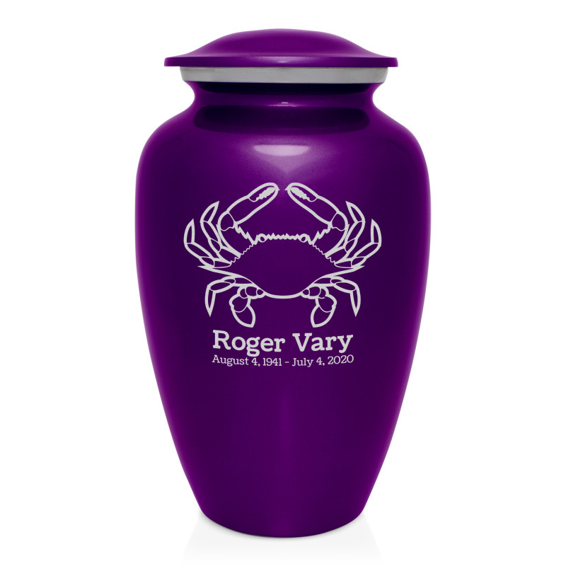 Crab Cremation Urn - Purple Luster