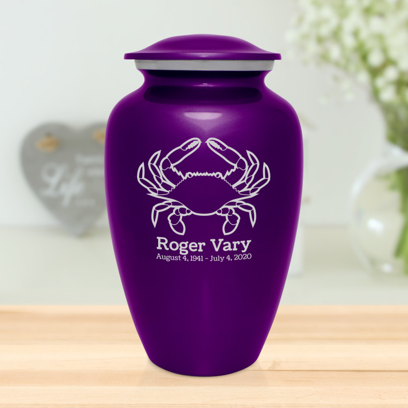 Crab Cremation Urn - Purple Luster