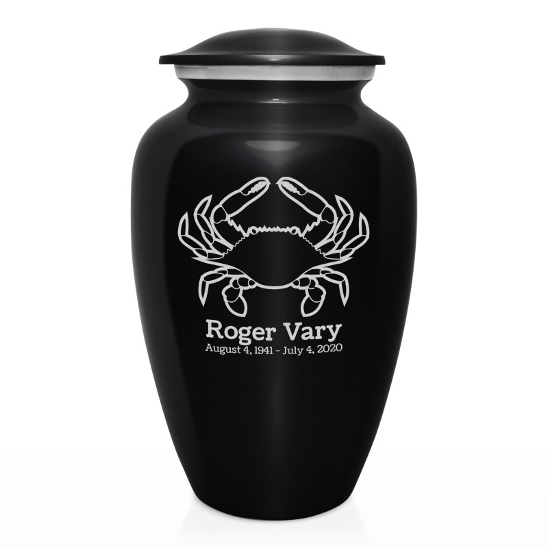 Crab Cremation Urn - Jet Black