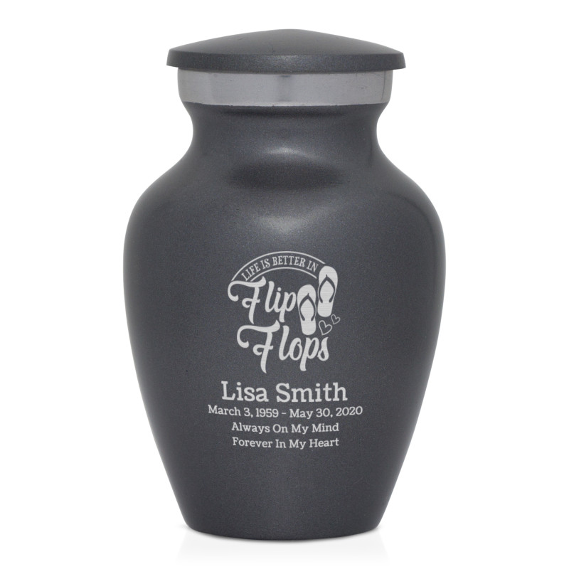 Flip Flops Keepsake Urn - Gunmetal Gray