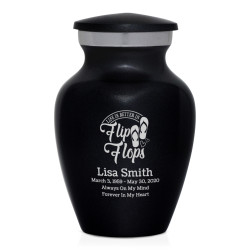 Flip Flops Keepsake Urn - Jet Black