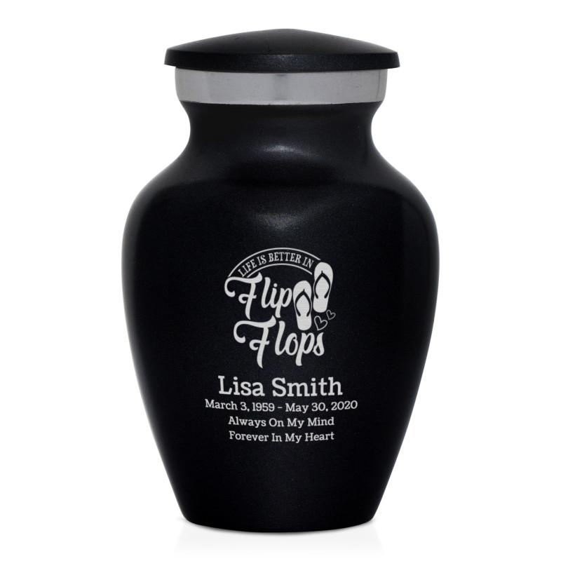 Flip Flops Keepsake Urn - Jet Black