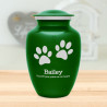 Large Pawprints Pet Cremation Urn - Shamrock Green