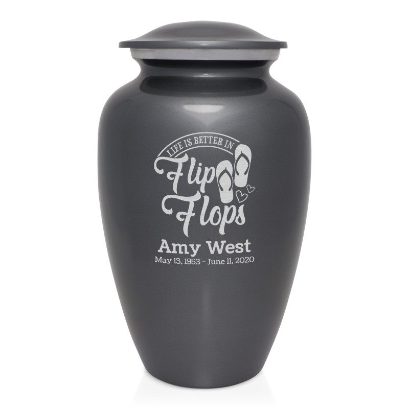 Flip Flops Cremation Urn - Gunmetal Gray