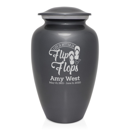 Flip Flops Cremation Urn - Gunmetal Gray