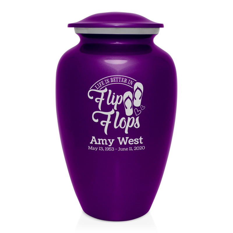 Flip Flops Cremation Urn - Purple Luster