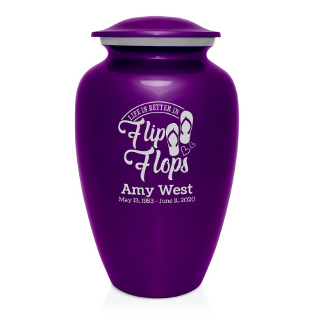 Flip Flops Cremation Urn - Purple Luster