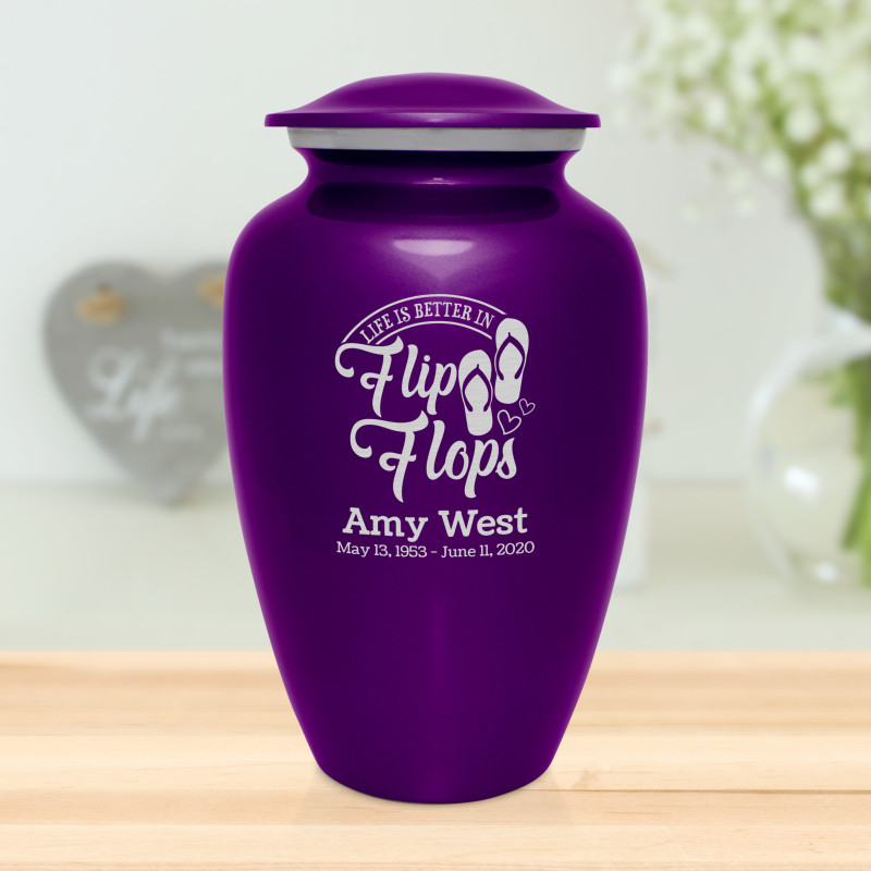 Flip Flops Cremation Urn - Purple Luster
