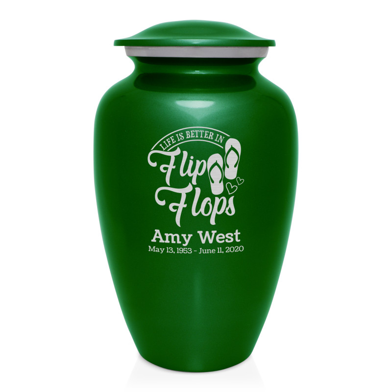 Flip Flops Cremation Urn - Shamrock Green