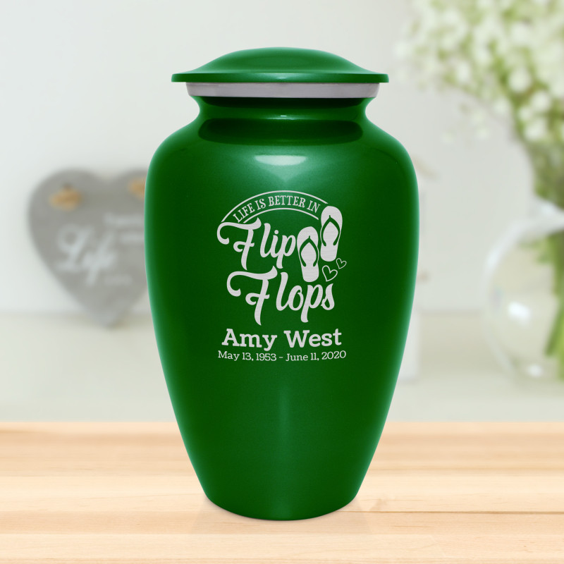Flip Flops Cremation Urn - Shamrock Green