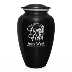 Flip Flops Cremation Urn - Jet Black